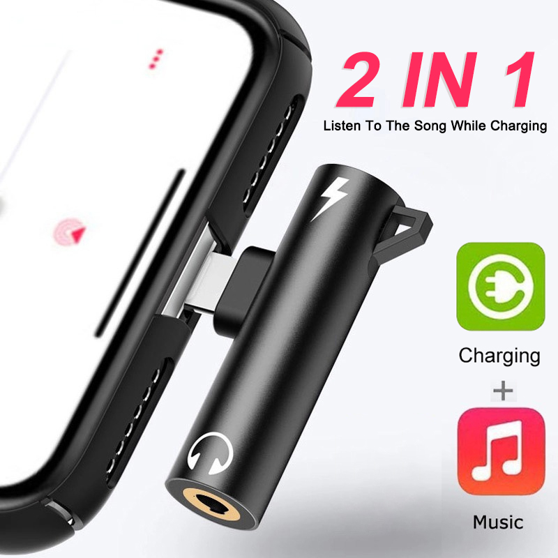 Wired Earphone Lightning - محول مزدوج 2 في 1 للصوت