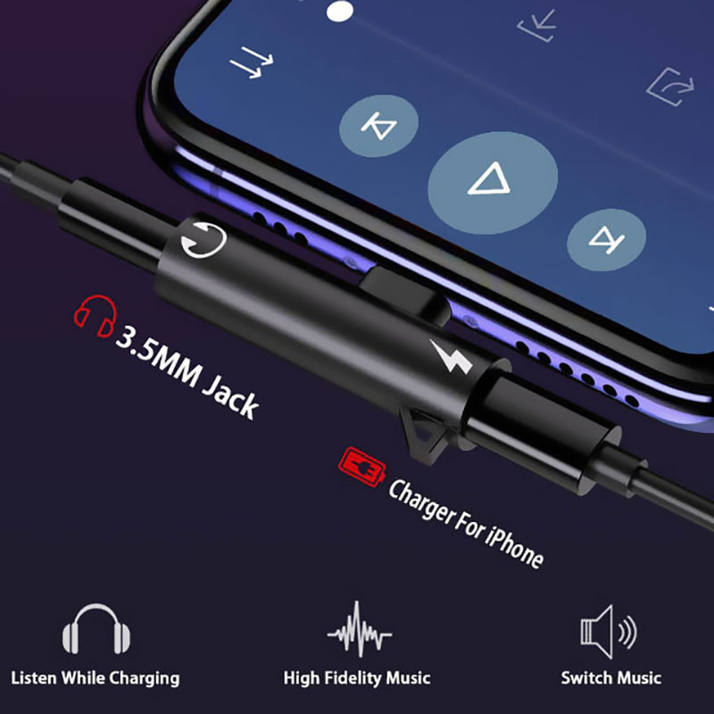 محول مزدوج 2 في 1 للصوت والشحن - مراجعة Wired Earphone Lightning وسعره