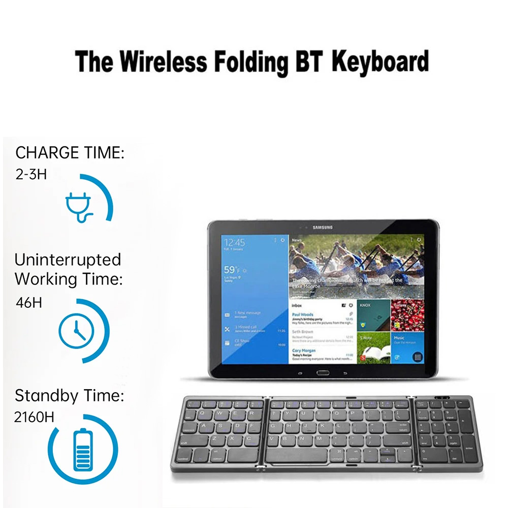لوحة مفاتيح بلوتوث ثلاثية الطي - مراجعة Android Tablet Gaming Accessories وسعره