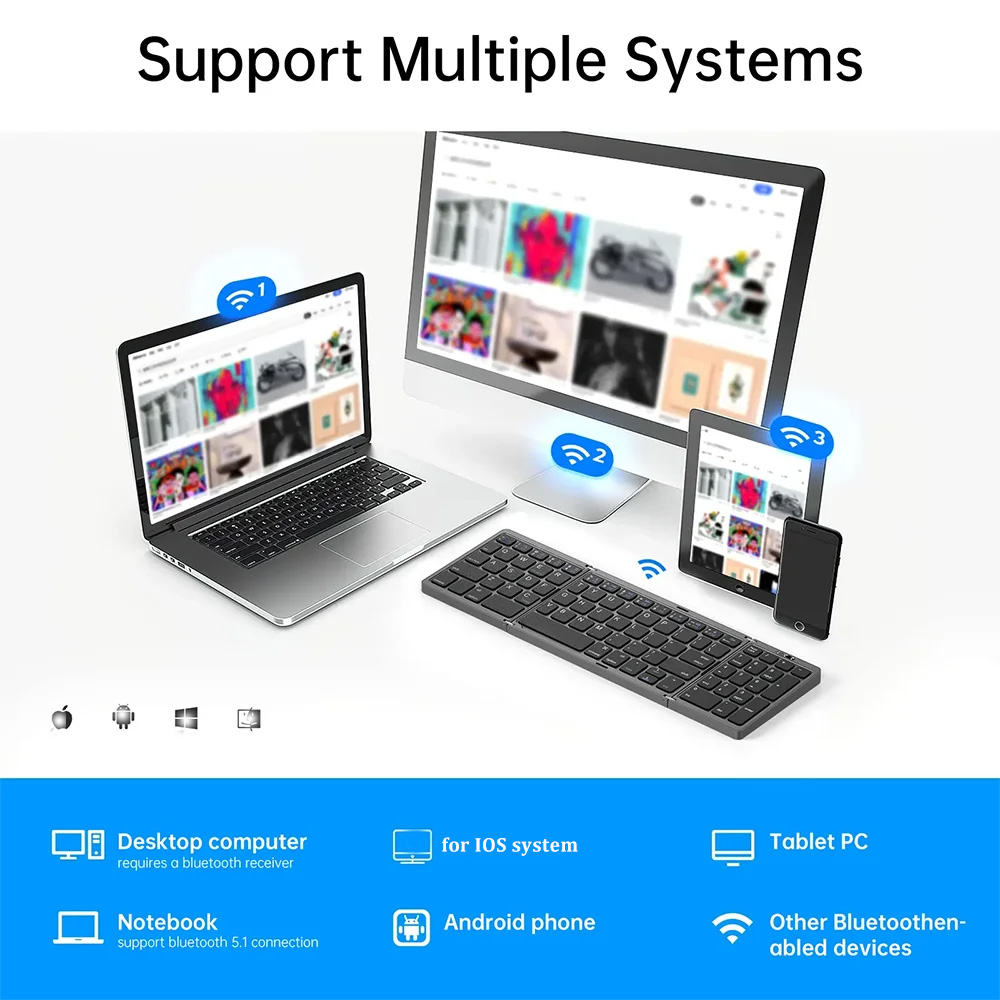 لوحة مفاتيح بلوتوث ثلاثية الطي - مراجعة Android Tablet Gaming Accessories وسعره
